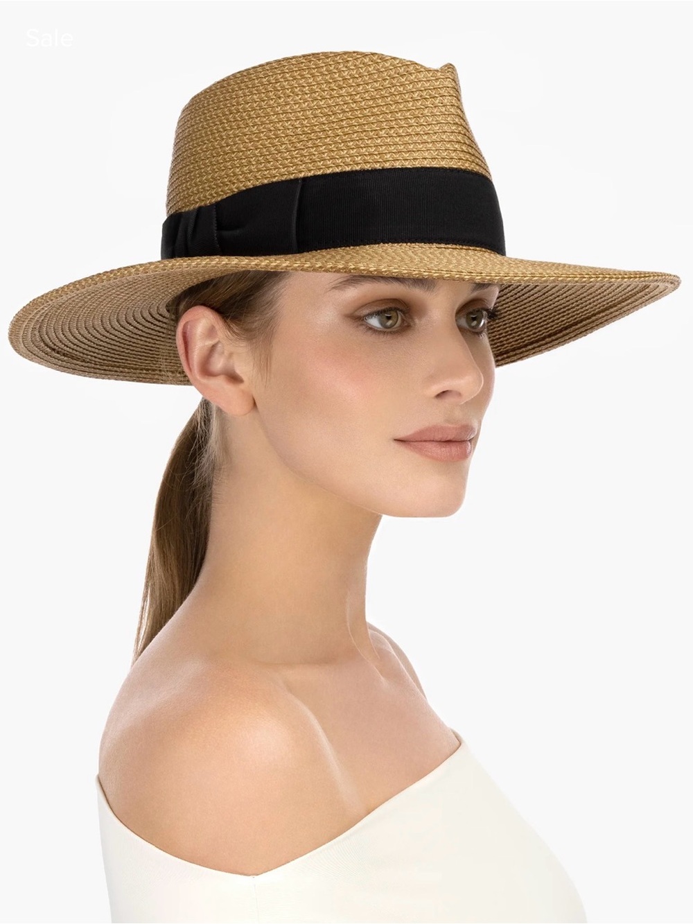 Eric Javits Instinct  Packable Squishee Straw Sun Hat Natural Black - Picture 2 of 8